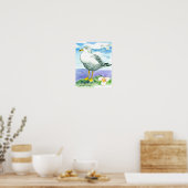 Poster Lac d'aquarelle d'oiseaux de l'océan blanc (Cuisine)