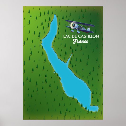 Poster Lac de Castillon France map (Devant)