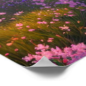 Poster Lac de charme entouré de fleurs roses (Coin)