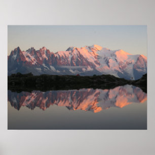 Poster Lac de Cheserys sunset French alps