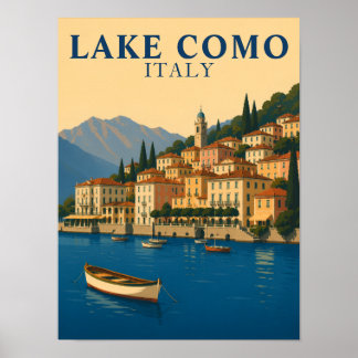 Poster Lac de Côme Italie Voyage vintage Lacs italiens