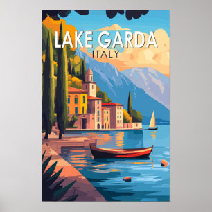Poster Lac de Garde Italie Voyage Art Rétro