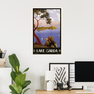 Poster Lac de Garde, Lac de Garde, Italie Voyage Vintage,