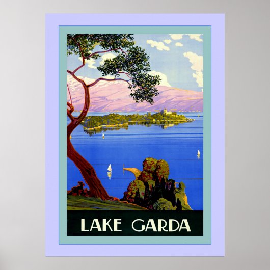 Poster Lac de Garde ~ Voyage Vintage en Italie (Devant)