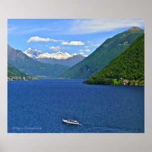 POSTER "LAC DE LUGANO" TOILE VERNISSEE