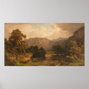 Poster Lac de montagne avec Hérons - Heinrich Funk