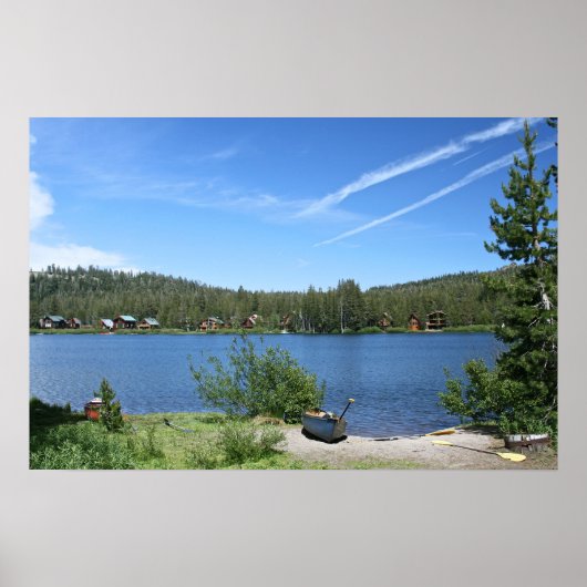 Poster Lac de montagne, Canoes (Devant)