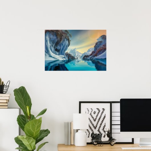 Poster Lac de montagne en hiver (Bureau à domicile)