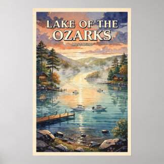 Poster Lac des Ozarks Missouri Voyage Vintage
