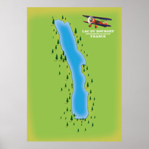Poster Lac du Bourget,france, carte.