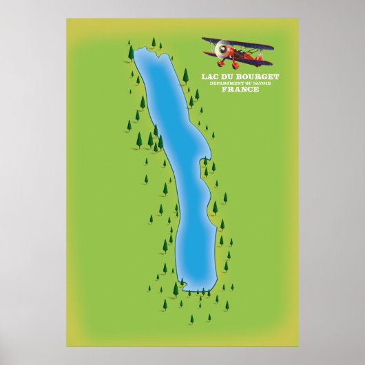 Poster Lac du Bourget,france, carte. (Devant)