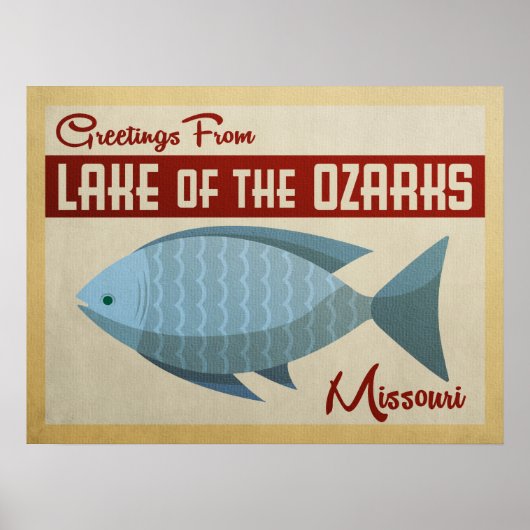 Poster Lac du Vintage voyage de poissons Ozarks (Devant)