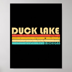 Poster Lac Duck michigan drôle pêche camping été