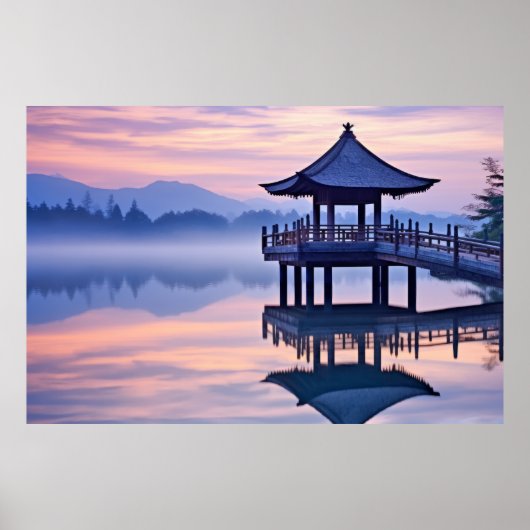 Poster Lac Dusk Nature paisible (Devant)