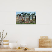 Poster Lac Flathead, Montana - Grandes Lettres (Cuisine)