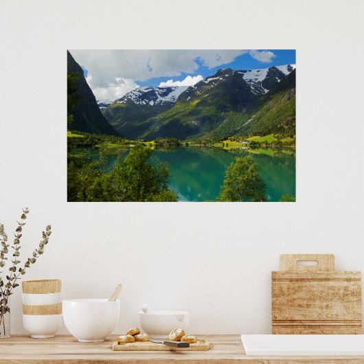 Poster Lac Floen pittoresque, Norvège (Cuisine)
