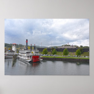 Poster Lac George, New York, Bateau à vapeur