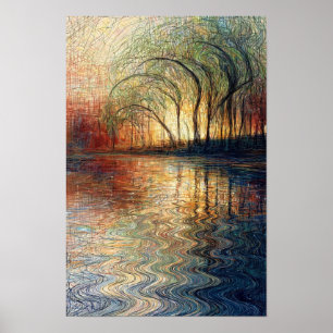 Poster Lac Golden Willow - Or Bleu Sage Naturel 