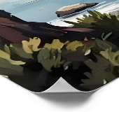 Poster Lac japonais avec fleurs de cerisiers (Coin)