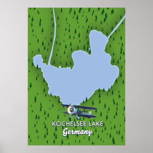 Poster lac Kochelsee, carte Allemagne  (Devant)