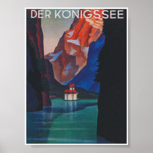 Poster Lac Konigssee Allemagne Vintage voyage coloré