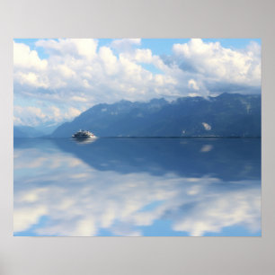 Poster Lac Léman, plié deux fois