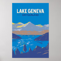 Lac Léman Suisse Voyage Art Rétro