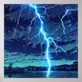 Poster Lac Lightning - Illustration Style Nature Art (Devant)