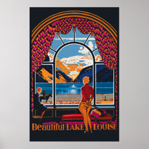 Poster Lac Louise, vue depuis la fenêtre, Canada