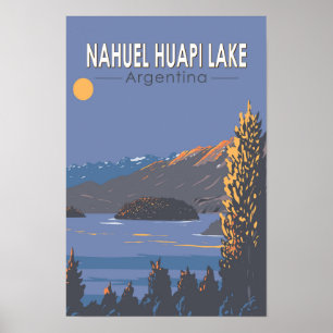 Poster Lac Nahuel Huapi Argentine Voyage Art Rétro