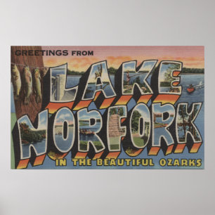 Poster Lac Norfork, Arkansas - Scènes de grandes lettres