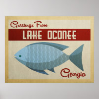 Lac Oconee Georgia Blue Fish Vintage voyage