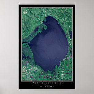 Poster Lac Okeechobee Floride Carte de l'affiche satellit