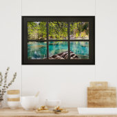 Poster Lac - Paysage de lagune Illusion de fenêtre Black  (Cuisine)