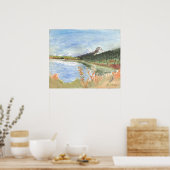 Poster Lac sauvage en automne Aquarelle : Imprimer (Cuisine)