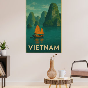 Poster Lac Scénique Vintage Vietnam