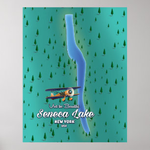 Poster Lac Seneca, carte du lac de NYC
