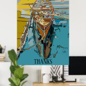 Poster Lac Skiff, abstrait, modifier le texte (Bureau à domicile)