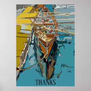 Poster Lac Skiff, abstrait, modifier le texte