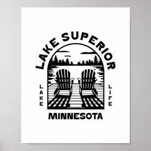 Poster Lac Supérieur Minnesota Outdoors Vintage 1
