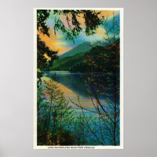 Poster Lac Sutherland nouveau Port Angeles, WA (Devant)