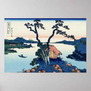 Poster Lac Suwa dans la province de Shinano (par Hokusai)