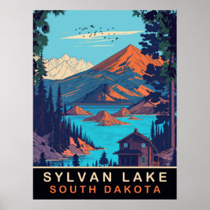 Poster Lac Sylvan, Dakota du Sud, Voyage Vintage