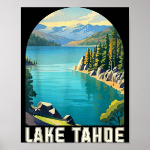 Poster Lac tahoe californie nevada montagne randonnée ski