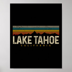 Poster Lac Tahoe Montagnes Vintage Randonnée Camping Rétr
