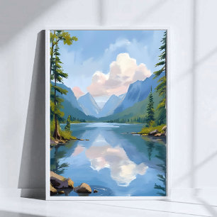 Poster Lac Tahoe Paysage à l'huile