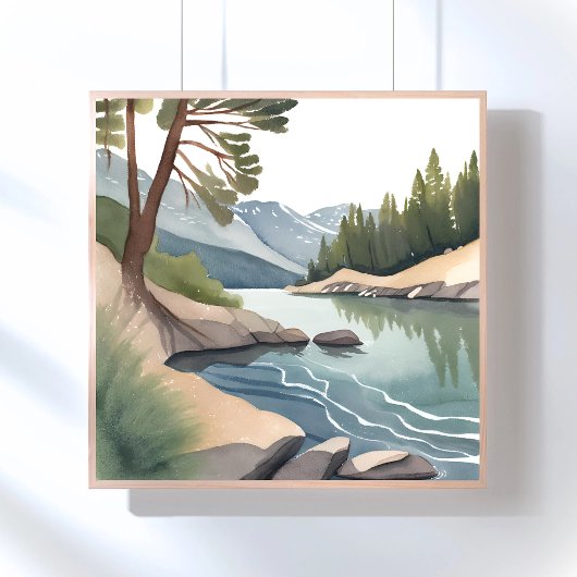 Poster Lac Tahoe Sud | Paysage aquarelle