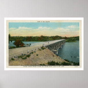 Poster Lac vintage de l'Ozarks, pont Grand Glaize