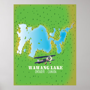 Poster Lac Wawang Ontario Carte du lac Canada