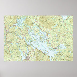 Poster Lac Winnipesaukee Map (1986)